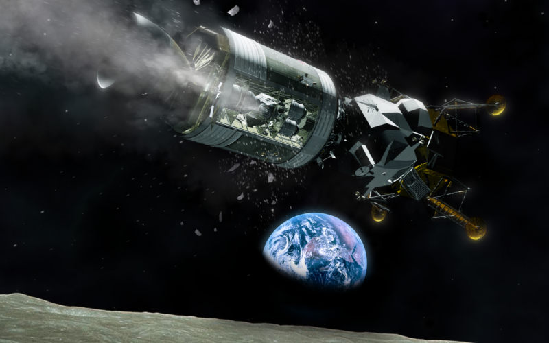 Wizualizacja Apollo 13 nad Księżycem